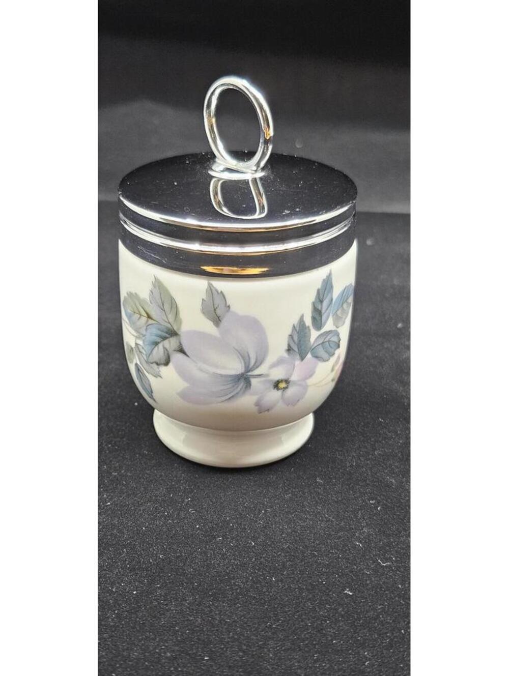 English Worcester Porcelain Egg Coddler: Lavender Flower Design, Standard Size